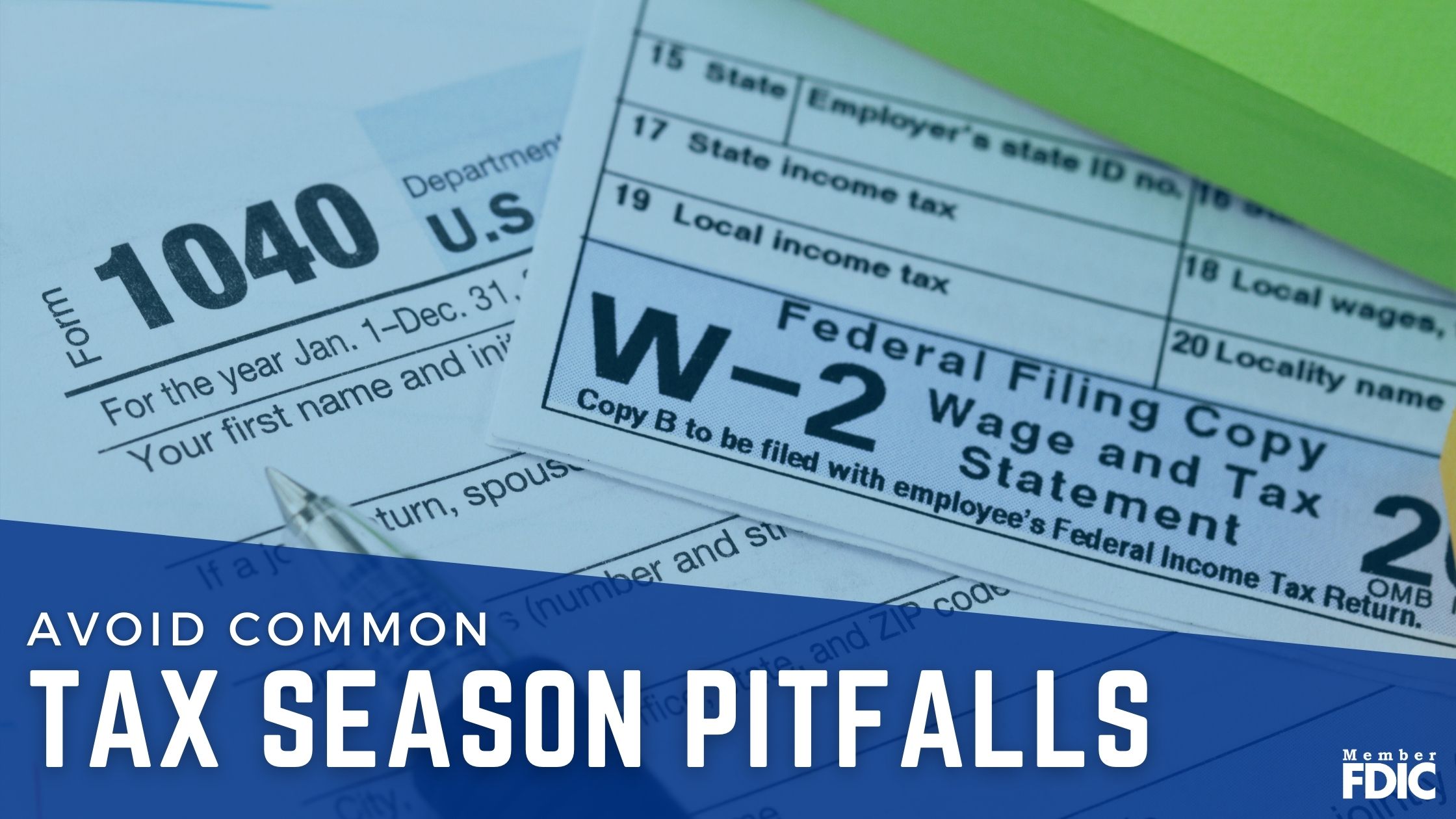 tax documents with pen in background and blog title of 